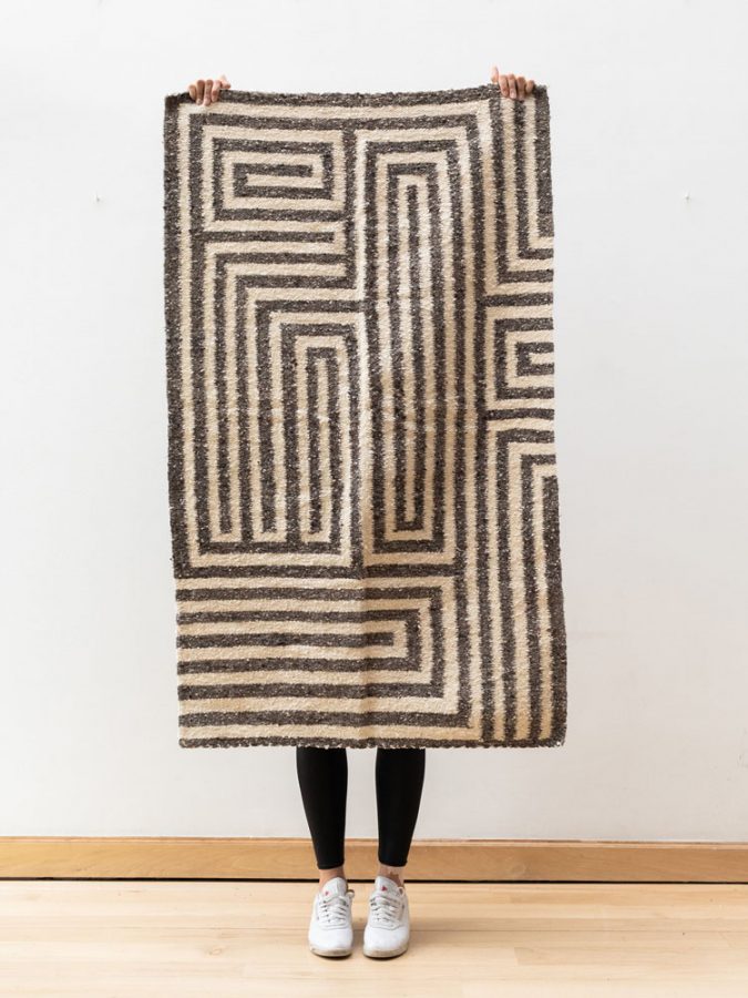 hand-spun handwoven wool rug foot-loom interior design product