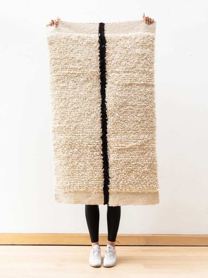 hand-spun wool yarn handwoven on the foot-loom contemporary design rugs